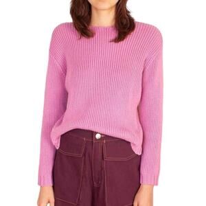 L.F. Markey Pink Ribbed Crewneck 100% Cotton Knit Long Sleeve Sweater size 8